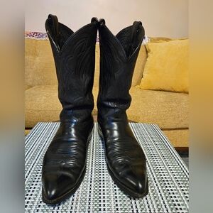 Vintage Justin Black Leather Cowboy Boots Pointed Toe Style 2005 Sz 10D